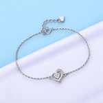 Load image into Gallery viewer, 925 Sterling Silver Double Heart Link Chain CZ Bracelet for Women - Taraash