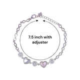 925 Sterling Silver Double Mother - of - Pearl Heart Bracelet with CZ for Women - Taraash