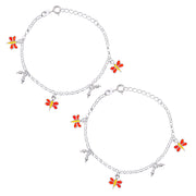 925 Sterling Silver Dragonfly Charm Chain Anklets for Girls - Taraash