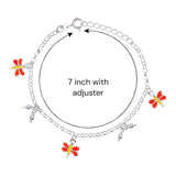 925 Sterling Silver Dragonfly Charm Chain Anklets for Girls - Taraash
