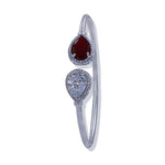 Load image into Gallery viewer, 925 Sterling Silver Drop Shape Red CZ Bangle For Women - Taraash

