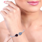 Load image into Gallery viewer, 925 Sterling Silver Drop Shape Red CZ Bangle For Women - Taraash

