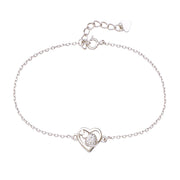 925 Sterling Silver Elegance Multi Heart Chain CZ Bracelet for Women - Taraash