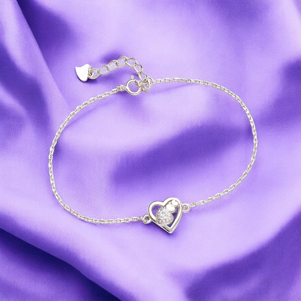 925 Sterling Silver Elegance Multi Heart Chain CZ Bracelet for Women - Taraash