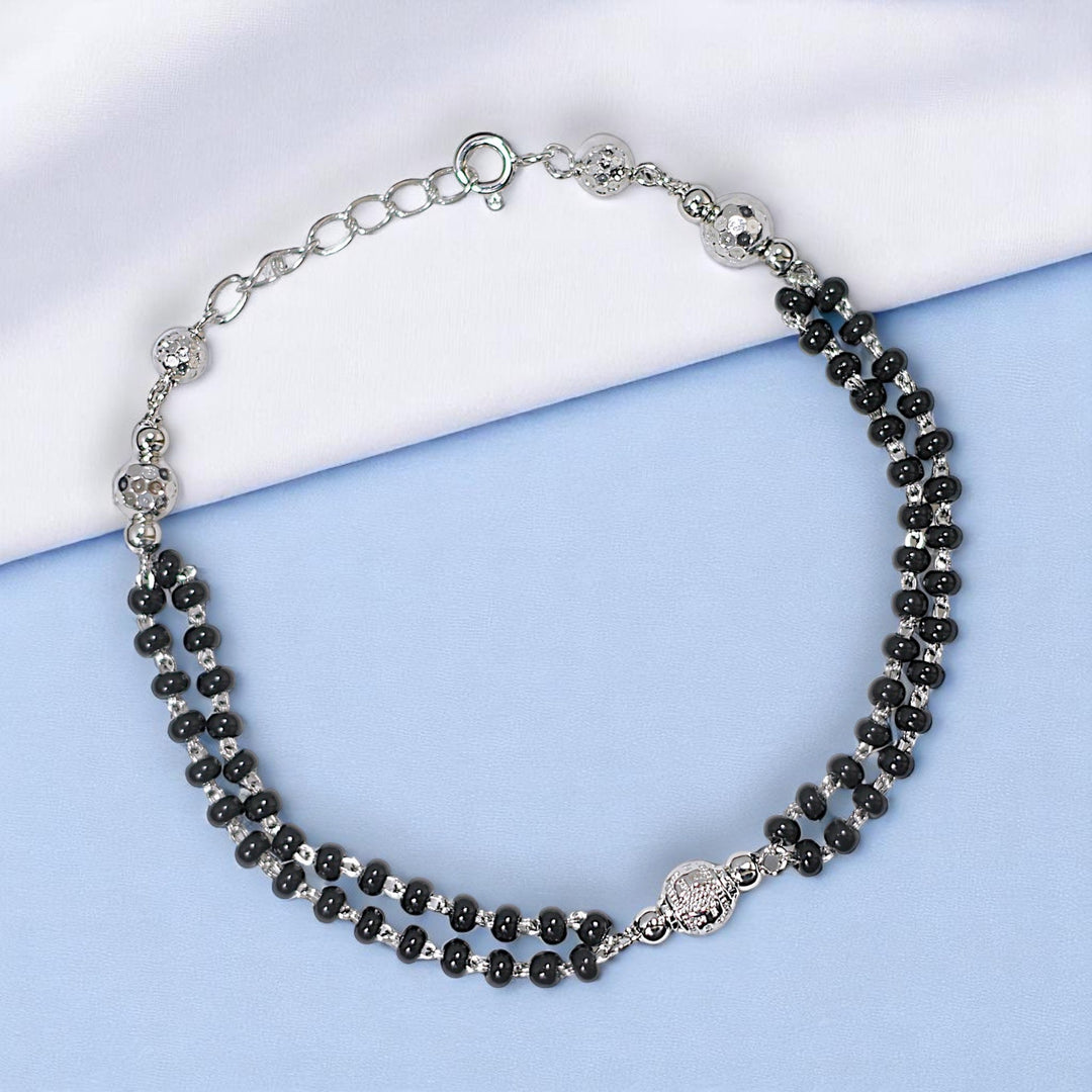 925 Sterling Silver Elegant Beaded Mangalsutra Bracelet for Women - Taraash