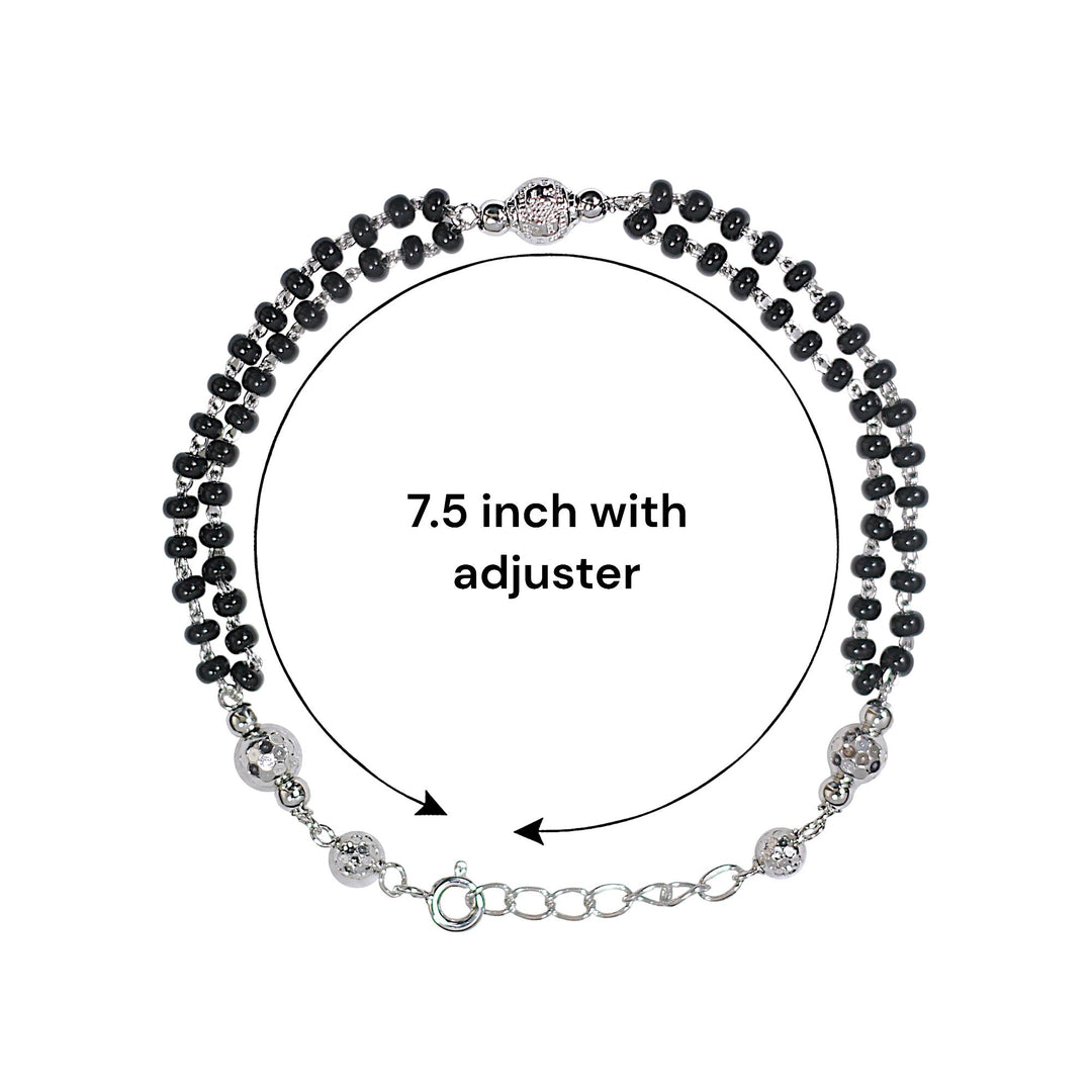 925 Sterling Silver Elegant Beaded Mangalsutra Bracelet for Women - Taraash