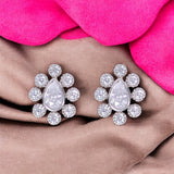 925 Sterling Silver Elegant Cz Tear Drop Shape Stud Earrings for Women - Taraash