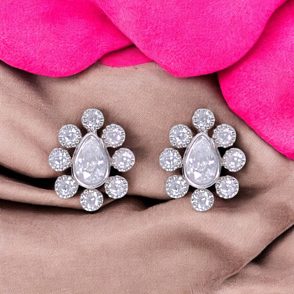 925 Sterling Silver Elegant Cz Tear Drop Shape Stud Earrings for Women - Taraash