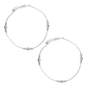 925 Sterling Silver Elegant Multi Beaded Chain Anklet for Women - Taraash