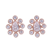 925 Sterling Silver Elegant Rose Gold Cz Tear Drop Shape Stud Earrings for Women - Taraash