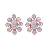 925 Sterling Silver Elegant Rose Gold Cz Tear Drop Shape Stud Earrings for Women - Taraash
