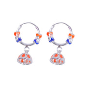 925 Sterling Silver Enamel Hoop Earrings with Colorful Drop For Girls/Women - Taraash