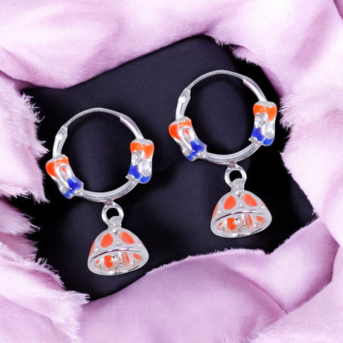 925 Sterling Silver Enamel Hoop Earrings with Colorful Drop For Girls/Women - Taraash