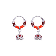 925 Sterling Silver Enamel Hoop Jhumki Earrings for Girls/Women - Colorful & Stylish - Taraash