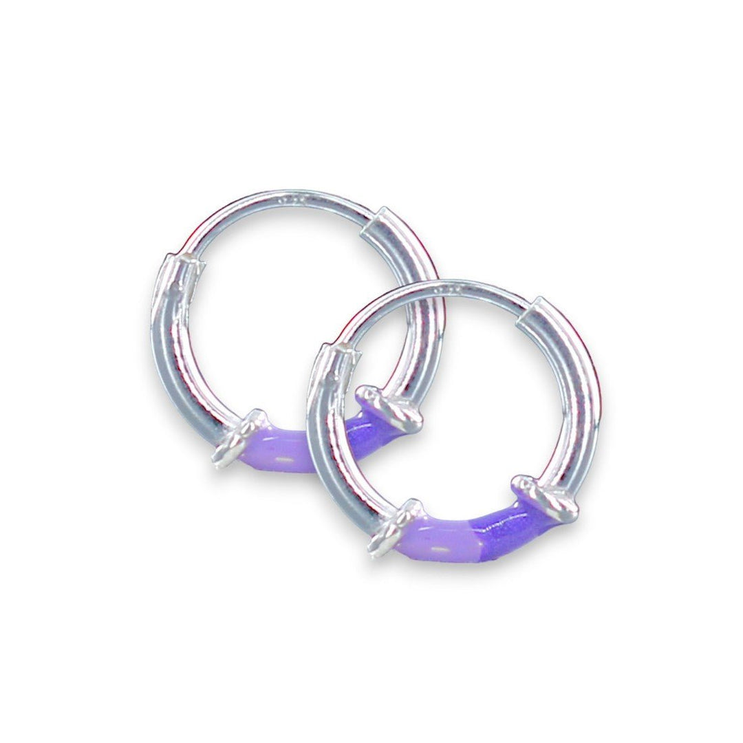 925 Sterling Silver Enamel Violet Purple Earrings For Girls - Taraash