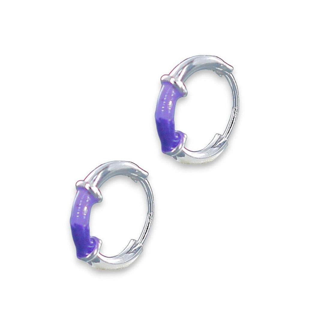 925 Sterling Silver Enamel Violet Purple Earrings For Girls - Taraash