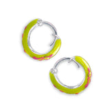 925 Sterling Silver Enamel Yellow Hoop Earrings For Girls - Taraash