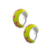 925 Sterling Silver Enamel Yellow Hoop Earrings For Girls - Taraash