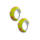 925 Sterling Silver Enamel Yellow Hoop Earrings For Girls - Taraash