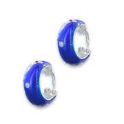 925 Sterling Silver Enamelled Blue Hoop Earrings for Girls - Taraash
