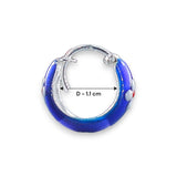 925 Sterling Silver Enamelled Blue Hoop Earrings for Girls - Taraash