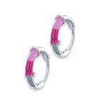 Load image into Gallery viewer, 925 Sterling Silver Enamelled Pink Hoop Earrings for Girls - Taraash
