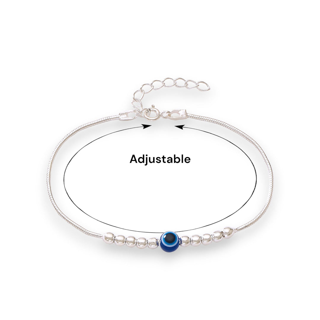 925 Sterling Silver Evil Eye Adjustable Bracelet for Women - Taraash