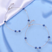 925 Sterling Silver Evil Eye Beaded Anklet for Women - Taraash