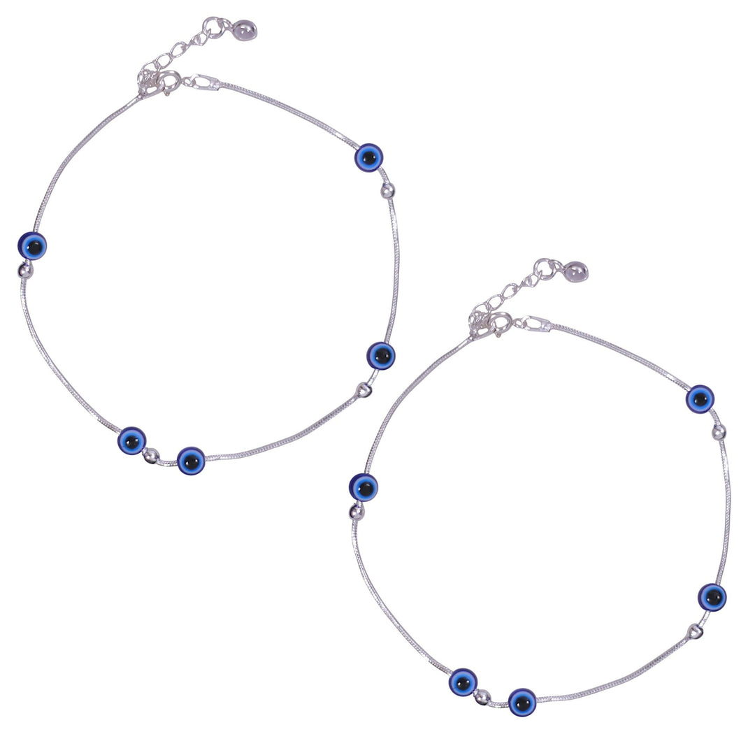 925 Sterling Silver Evil Eye Beaded Anklet for Women - Taraash