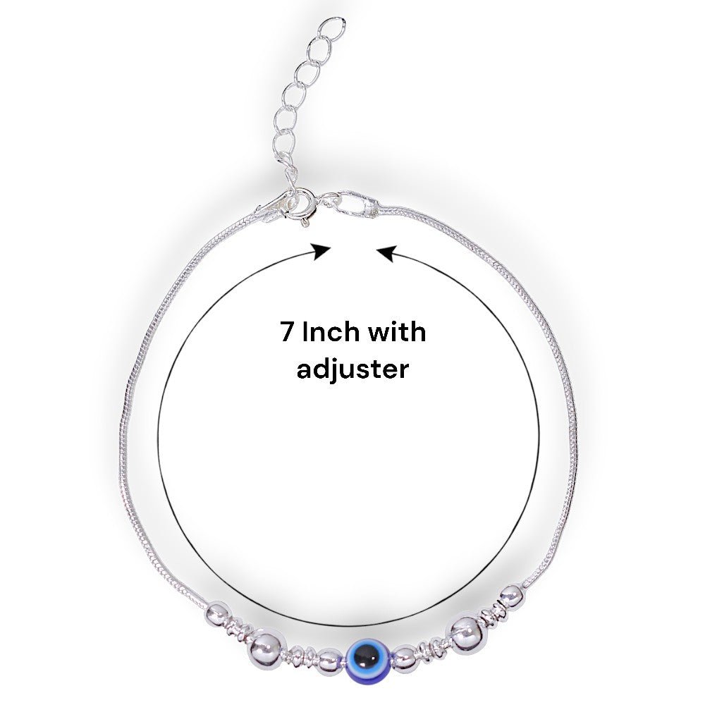 925 Sterling Silver Evil Eye Beaded Chain Bracelet for Women - Taraash