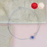 925 Sterling Silver Evil Eye Beaded Chain Bracelet Rakhi for Brother - Taraash