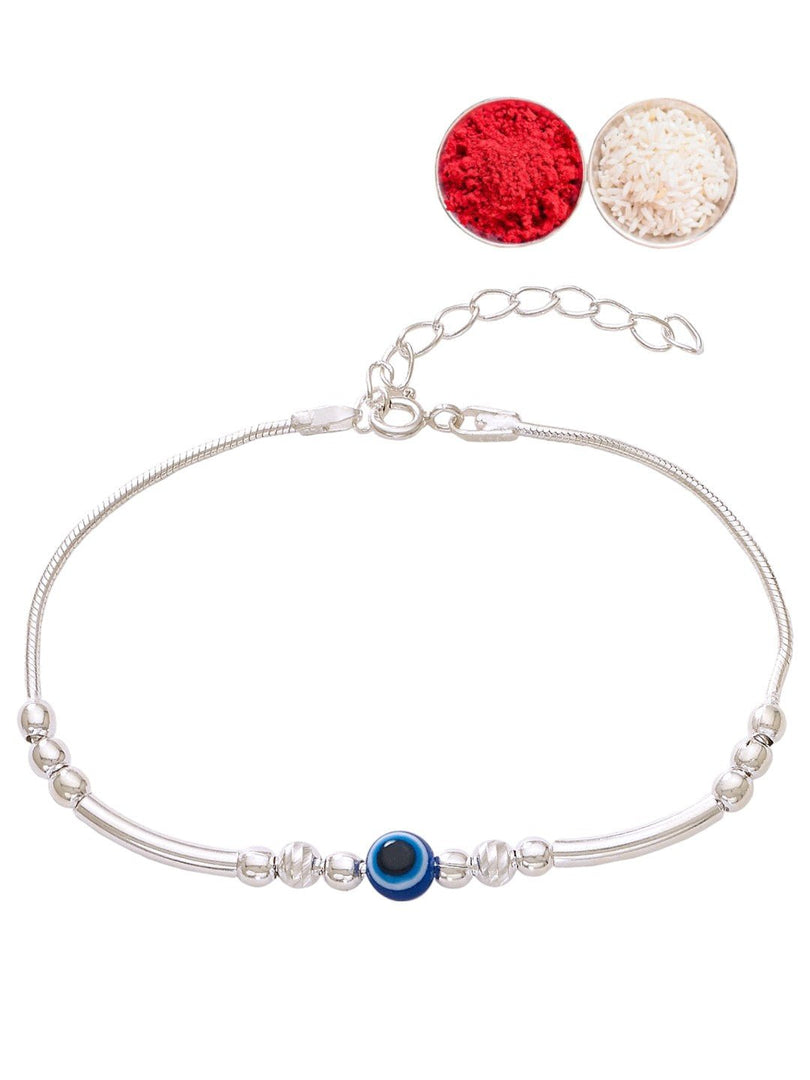 925 Sterling Silver Evil Eye Beaded Rakhi for Brother - Taraash