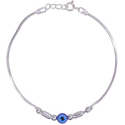 925 Sterling Silver Evil Eye Beaded with Multi Silver Beads 7.5