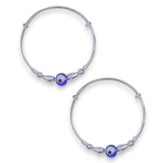 925 Sterling Silver Evil Eye Beads Nazariya Bangle for Kids - Taraash