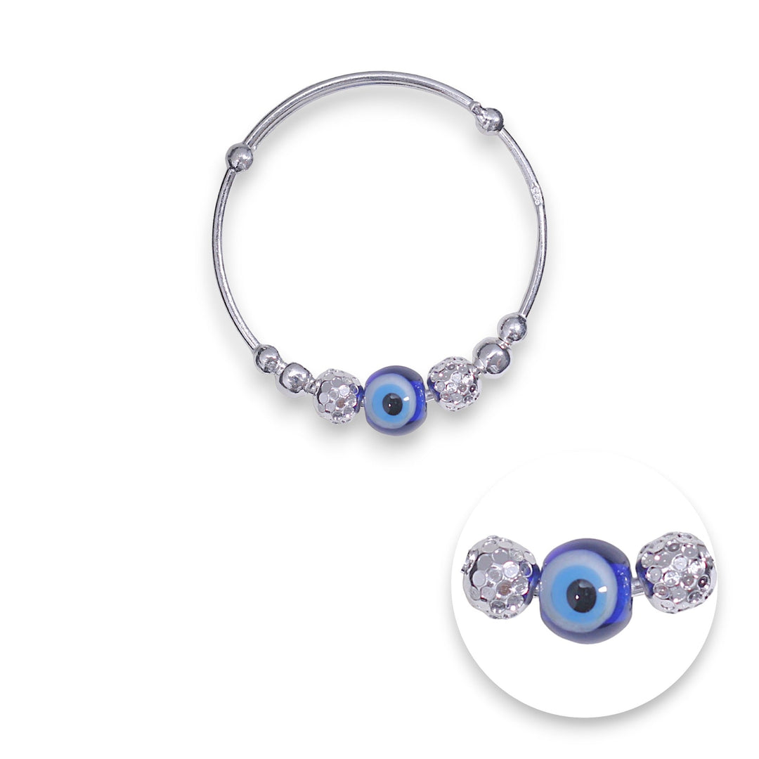 925 Sterling Silver Evil Eye Beads Nazariya Bangle for Kids - Taraash