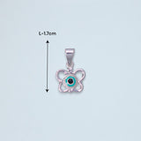 925 Sterling Silver Evil Eye Butterfly Enamel Chain Pendant with Stud Earrings Set for Girls - Taraash