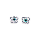 925 Sterling Silver Evil Eye Butterfly Enamel Chain Pendant with Stud Earrings Set for Girls - Taraash