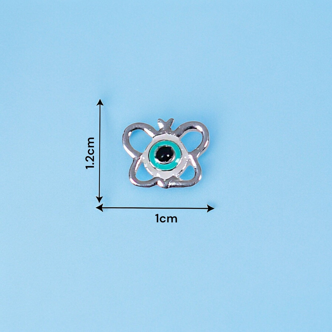 925 Sterling Silver Evil Eye Butterfly Enamel Chain Pendant with Stud Earrings Set for Girls - Taraash