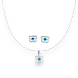 925 Sterling Silver Evil Eye Butterfly Enamel Chain Pendant with Stud Earrings Set for Girls - Taraash