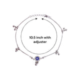925 Sterling Silver Evil Eye Charm Single Anklets for Women - Taraash