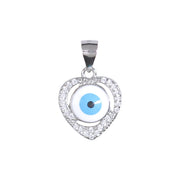 925 Sterling Silver Evil Eye Heart Pendant with Sparkling Cubic Zirconia For Womens - Taraash