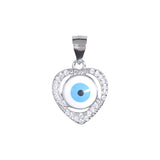 925 Sterling Silver Evil Eye Heart Pendant with Sparkling Cubic Zirconia For Womens - Taraash