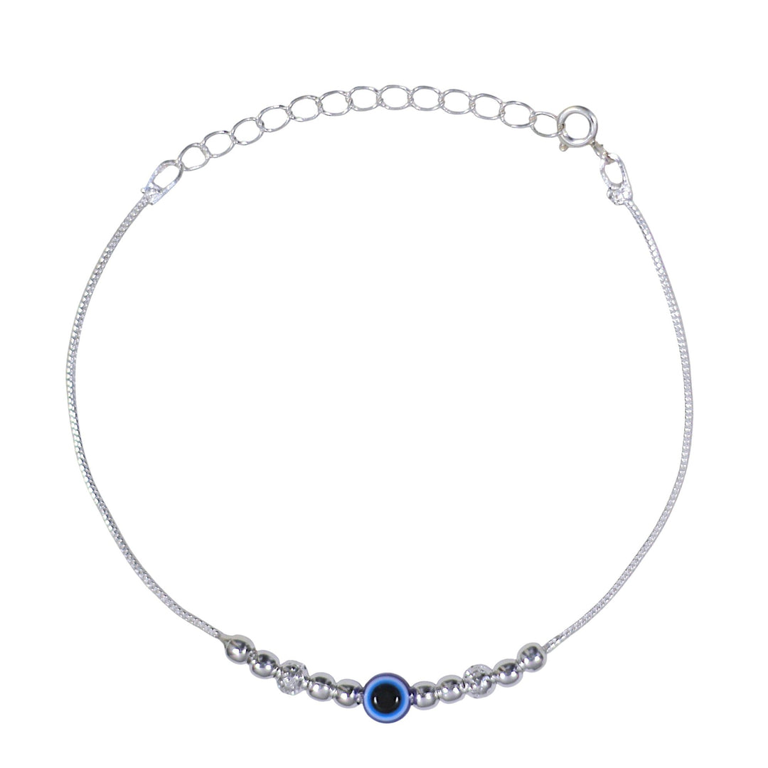 925 Sterling Silver Evil Eye Multi Beaded Chain Bracelet for Women - Taraash