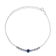 925 Sterling Silver Evil Eye Multi Beaded Chain Bracelet for Women - Taraash