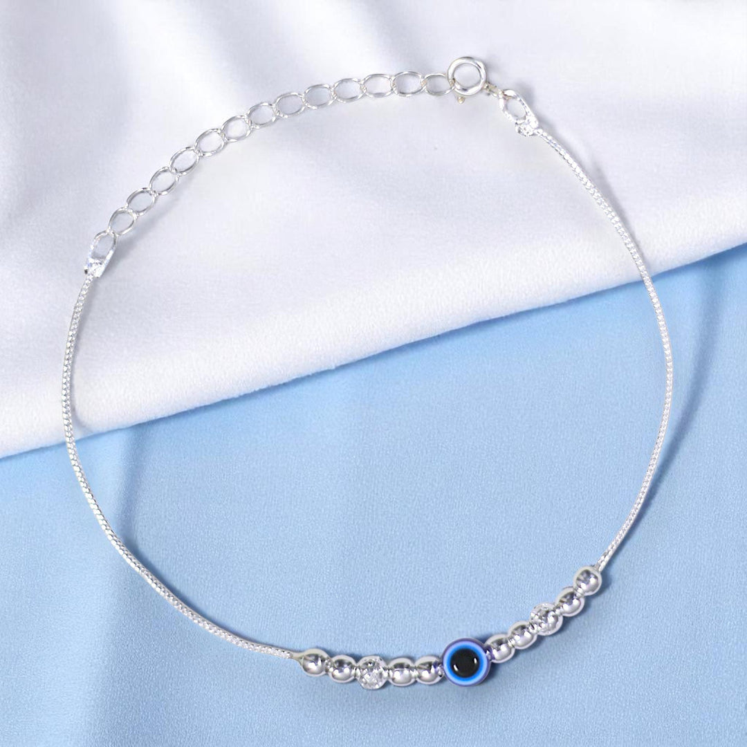 925 Sterling Silver Evil Eye Multi Beaded Chain Bracelet for Women - Taraash