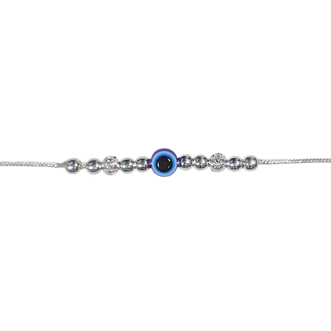 925 Sterling Silver Evil Eye Multi Beaded Chain Bracelet for Women - Taraash
