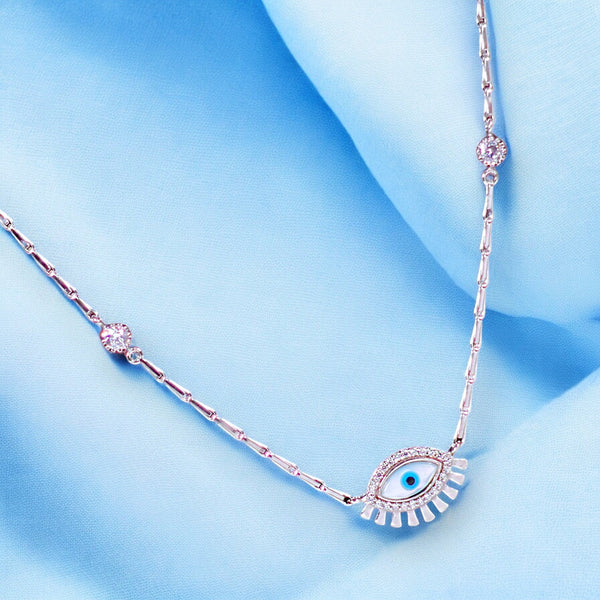 925 Sterling Silver Evil Eye Necklace with CZ for Women - Taraash