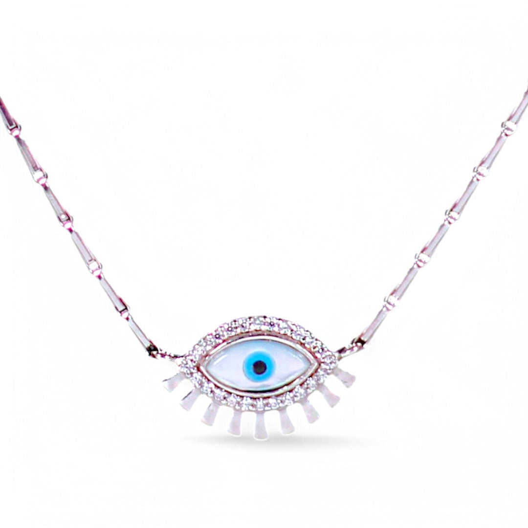 925 Sterling Silver Evil Eye Necklace with CZ for Women - Taraash