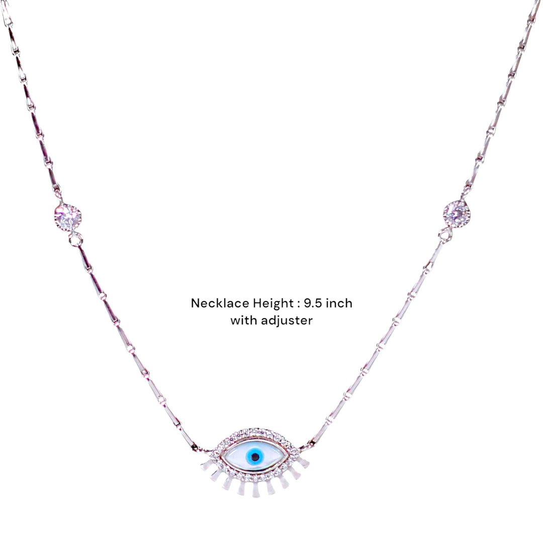 925 Sterling Silver Evil Eye Necklace with CZ for Women - Taraash