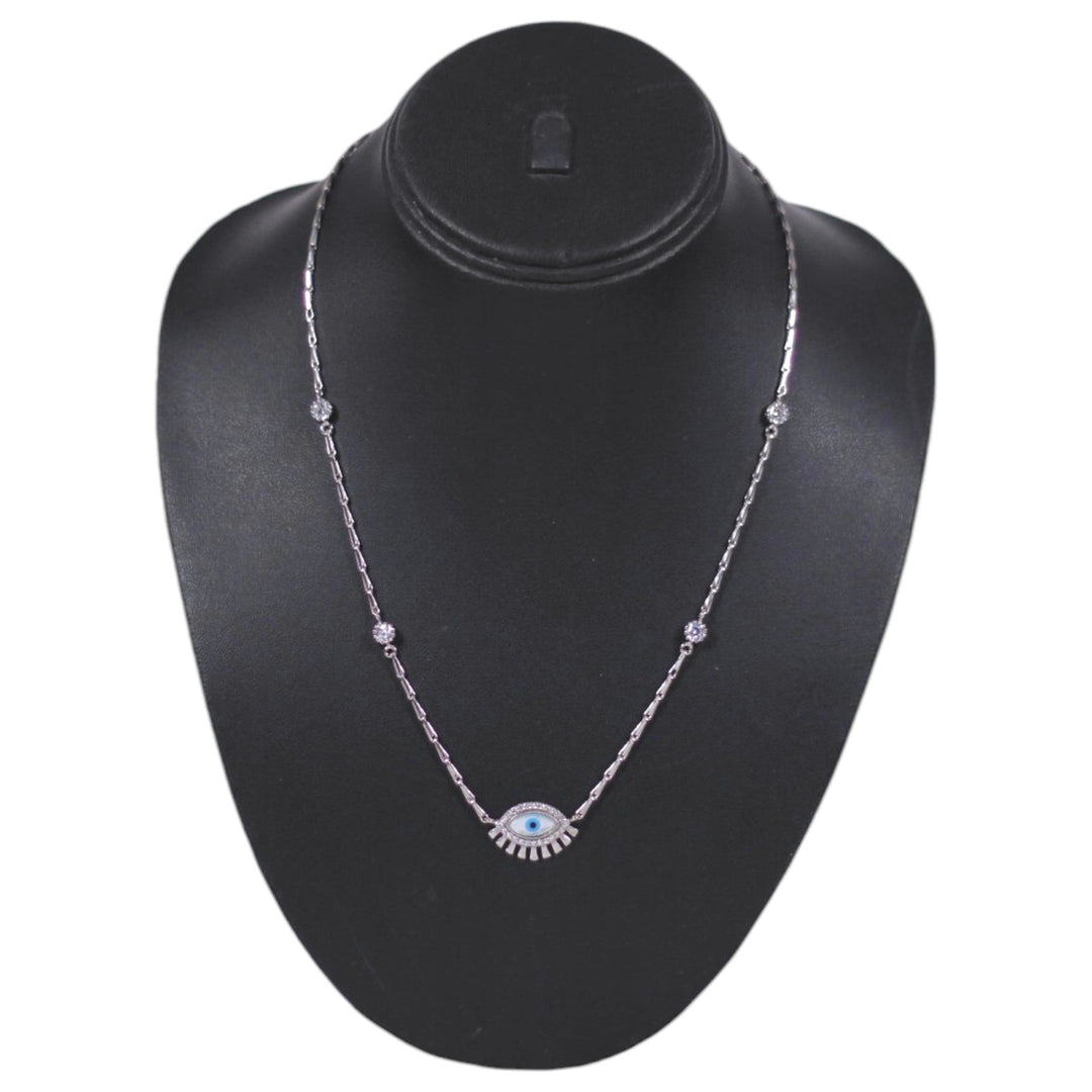 925 Sterling Silver Evil Eye Necklace with CZ for Women - Taraash